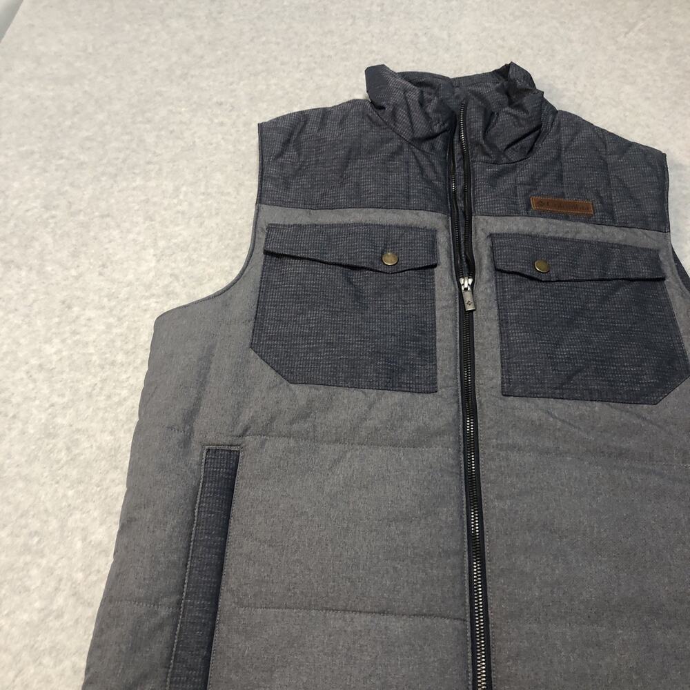 Columbia Vest Jacket Mens Medium Gray Black Gilet Quilted Adjustable 4 Pockets - Picture 5 of 11